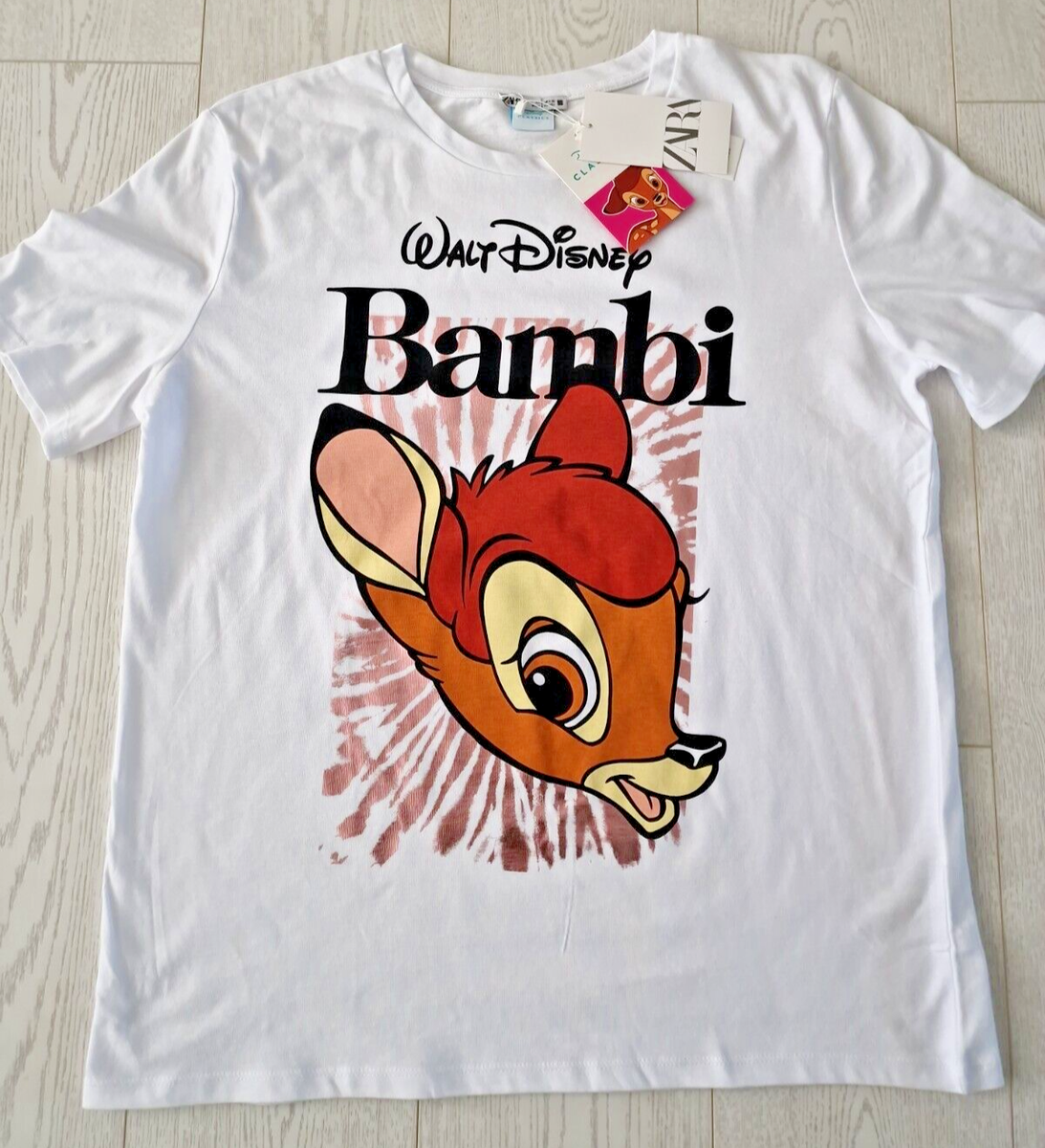 ZARA BAMBI DISNEY T-SHIRT WHITE SIZE L BNWT 1165/649