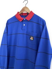Vintage Polo Ralph Lauren Cookie Rugby Striped Blue Long Sleeve Shirt USA Medium