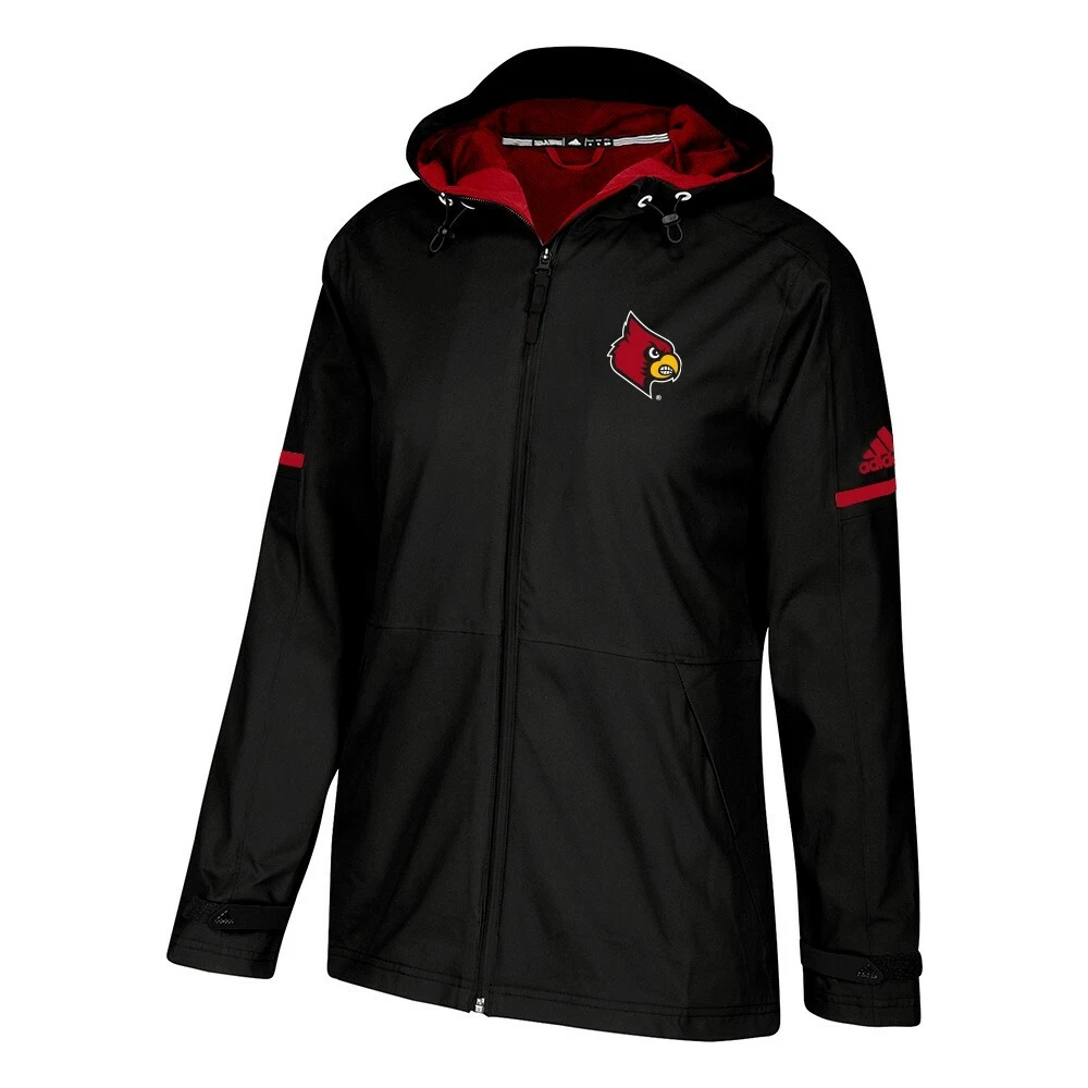 adidas Louisville Cardinals NCAA Women's Climawarm Red Game Built Full Zip  Rain Jacket (Large)