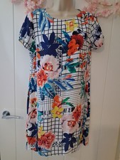 Dotti white flower print short sleeve summer holiday cruise dress size 10