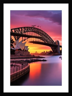 Moody Sydney Hafen gerahmtes Wandbild Poster Leinwanddruck Bild