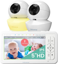 5" HD Split-Screen Baby Monitor, Video Baby Monitor with 2 Cameras and Audio, Ni