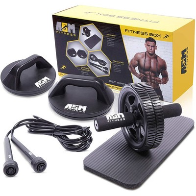 ASM Fitness Box- Home Gym Set, Rotational Push Up Bar/Pushup Stand, Skipping Rop