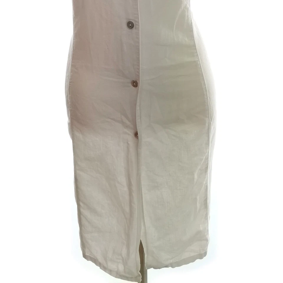 💚 SOLITAIRE Hemdblusenkleid für Damen Stickerei Weiß 42 Ärmellos Leinen Rund... - Bild 3 von 4