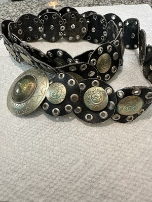 Moroccan Leather Disc Belt Concho Metal Stud Boho Artisan  display picture 1