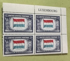 US Plate Block MNH  5c Luxembourg Allied Nations Precancel Beautiful Condition