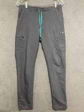 Figs Yola Skinny Scrub Pants Gray Adult Size Small Tall TW2000T Drawstring