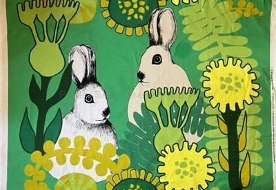 Marimekko ''Puput Piilosilla'' Cotton SOLD BY REPEAT  Made in Finland Rabbit