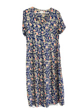 M) VTG APRIL CORNELL Cottage Core Prairie Floral Maxi Pullover Flowy Dress SALE