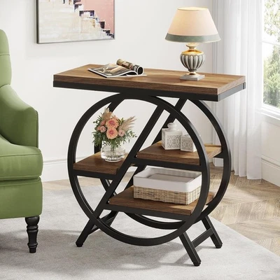 End Table for Living Room, 3-Tier Wooden Narrow Side Sofa Table with Storage - Image 1 of 4