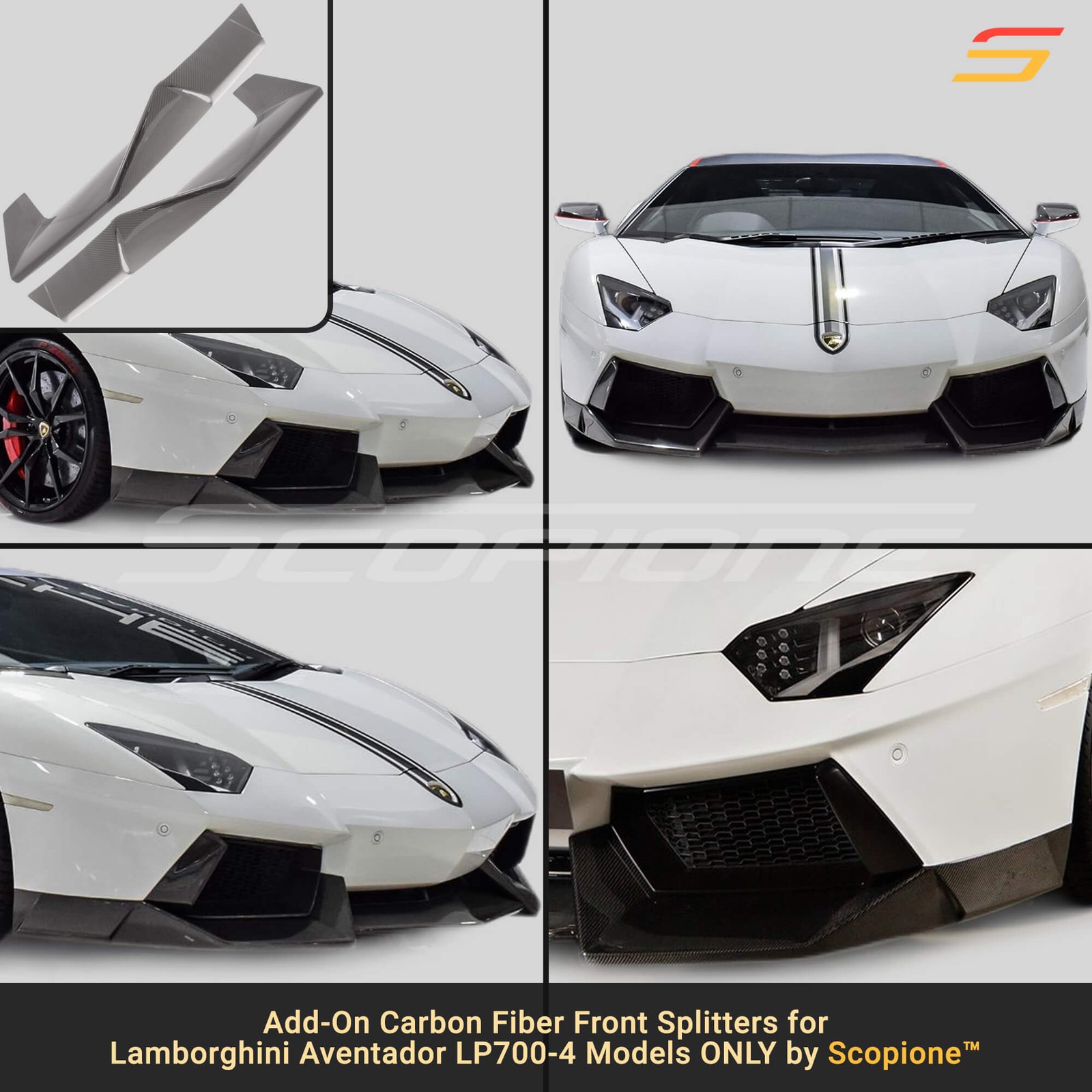 Scopione Carbon Fiber Front Splitters Lip for Lamborghini 12-17 Aventador LP700