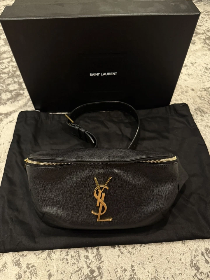 SAINT LAURENT YSL Cassandre Grano De Poudre Cuero Cinturón Bolso Cartera Riñonera Foto 2 de 4
