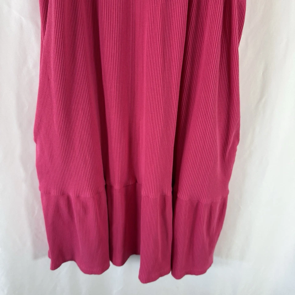 Antiguo Vestido Azul Marino Niñas XXL 16 Plus Rosa Acanalado Sin Mangas Streppy Cuello Redondo Foto 3 de 4