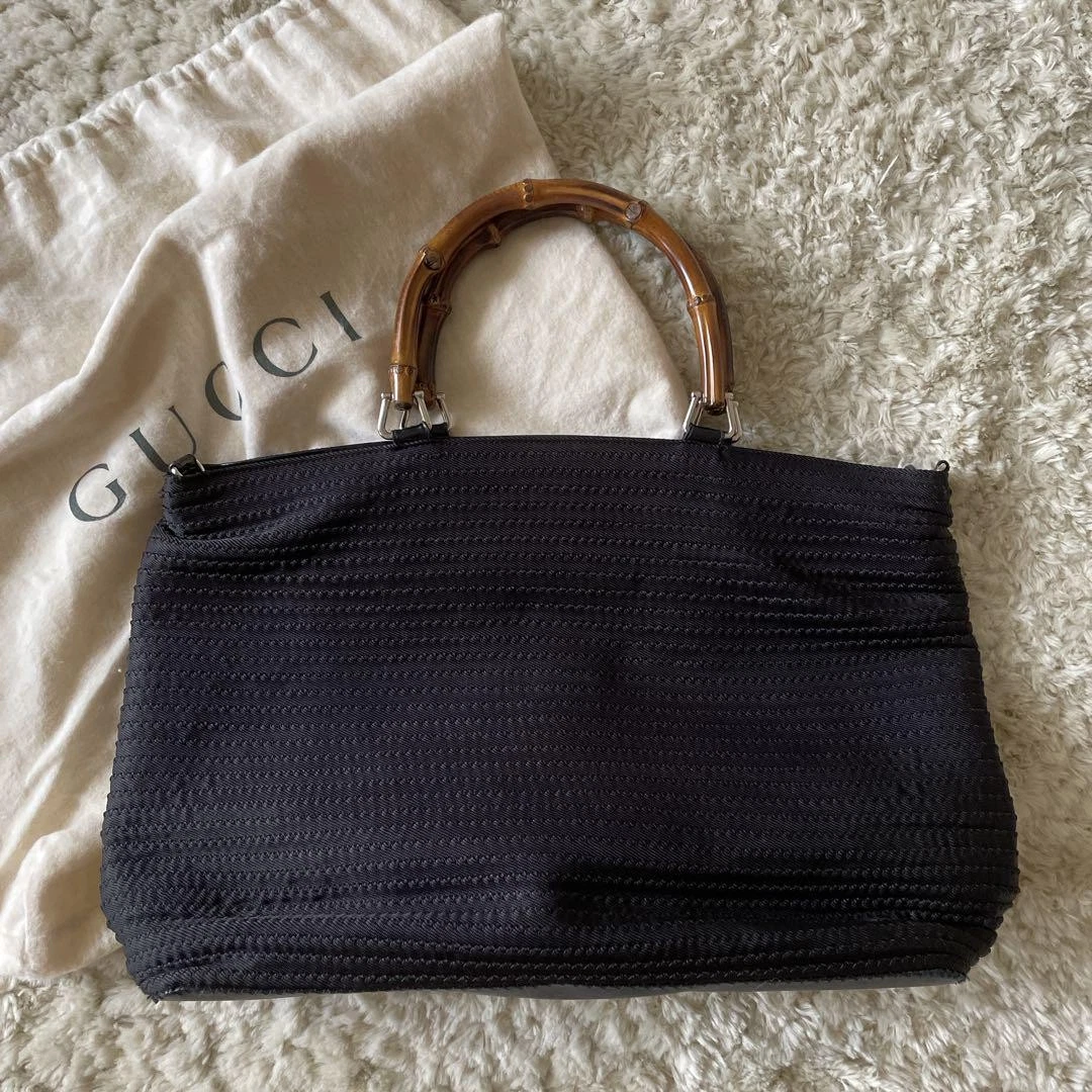 Sac Gucci poignée bambou sacoche cuir noir poignée supérieure sac à main créateur