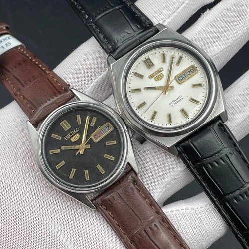 Vintage Seiko 5 Automatic Men’s Watches – Lot of 2 – With Aftermarket Straps –