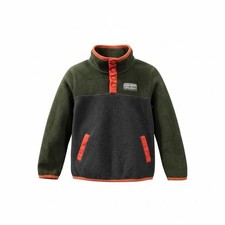 Eddie Bauer Kid's Pullover Fleece Jacket XXS 4 Green/Grey/Orange