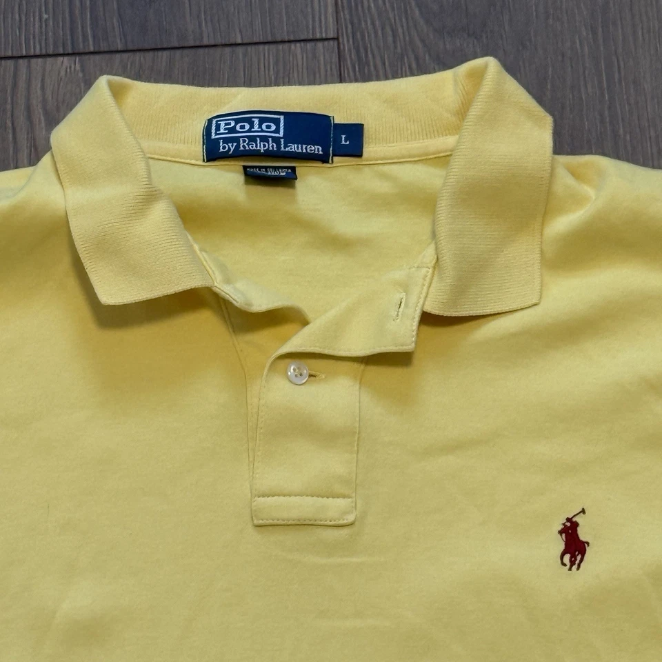 Polo Ralph Lauren Men’s Long Sleeve Polo Shirt Yellow Size L Classic Red Pony - Image 2 of 4