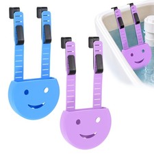 2-Pack Silicone Toilet Tank Tablet Holder, 4-Pack Rustproof Hook, Purple, Blue