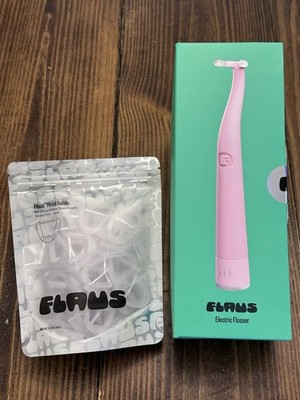 Flaus Electric Flosser Starter Kit Pink & Flaus Head Refills/90 Ct. Both Sealed