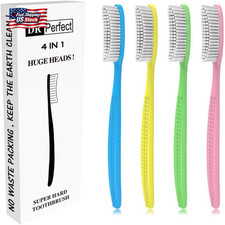 DR PERFECT Extra Hard  Firm Toothbrush Large Long Head Whitening Teeth Pack of