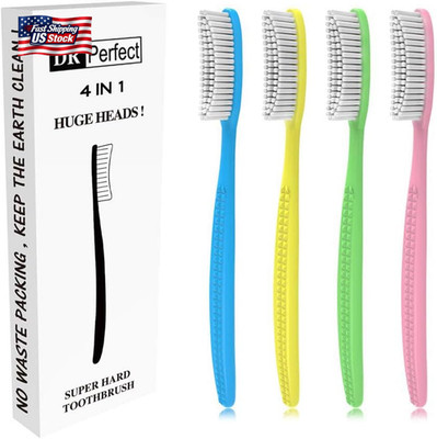 DR PERFECT Extra Hard & Firm Toothbrush Large Long Head Whitening Teeth Pack of