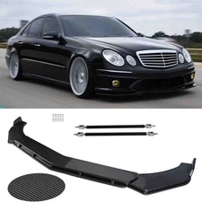 For Benz W211 E350 E500 E55 AMG Carbon Fiber Front Bumper Lip Spoiler Strut Rods