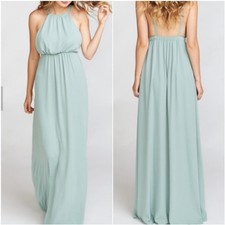 Show Me Your Mumu SMYM Amanda halter maxi dress in Silver Sage Green NEW SMALL