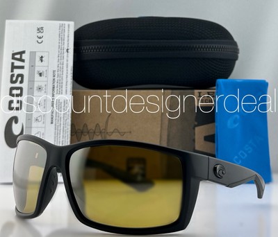 Costa Del Mar Reefton Sunglasses Matte Black Yellow Flash 580P Lens 06S9007-08