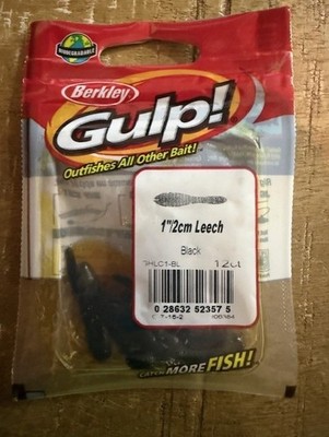 Brand-New 12CT Berkley Gulp Fishing Baits 1''/2cm Black Leech GHLC1-BL