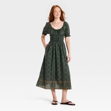 Women's Balloon Short Sleeve Printed Maxi Sundress - Universal Thread