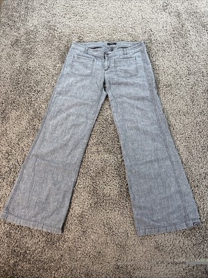 Vtg Express Low Rise Linen Pants Womens 32x31 Low Rose Gray Front Pocket Boot 