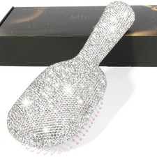Luxury Rhinestone Hair Brush for Women - Bling Detangling Comb with Anti-Stat...
