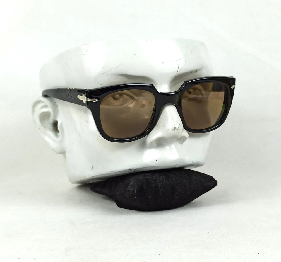 RARAS GAFAS DE SOL GANGSTER PERSOL RATTI VINTAGE MARCO NEGRO ITALIA AÑOS 60 AL AIRE LIBRE HOMBRES Foto 3 de 4