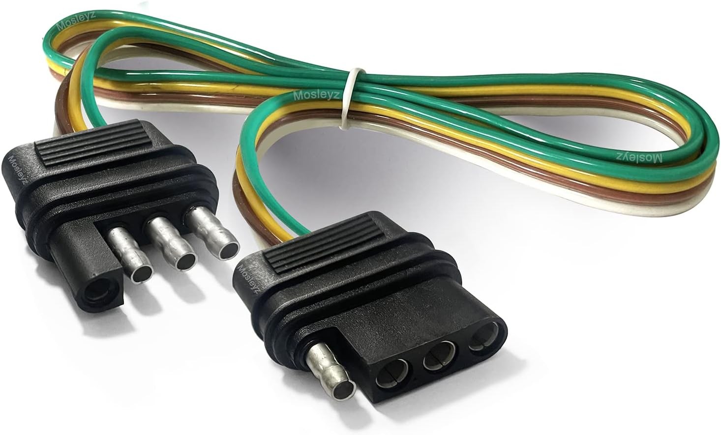 Trailer Wire Extension 4-Way 4 Pin Plug, 4 Wire 4-Flat Connector with Male & Fem