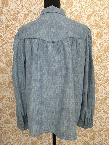 Wunderbares Western Button Down besticktes Shirt Top Gr. L blau Cottoncore bequem - Bild 8 von 16