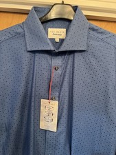 Ted Backer Men?s Endurance Shirt Size 16.5 Cotton Long Sleeve Blue Brand New