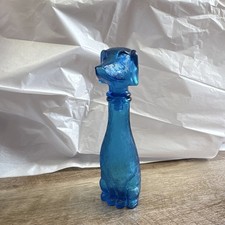 Vintage Italy 1970 Empoli Blue Glass Dachshun...