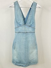 Stella McCartney 2015 Denim Designer Pockets Size S/M Blue Denim Women Sun Dress