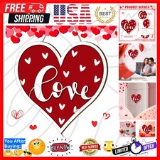 Welcome Valentine's Day Wooden Door Hanging Sign Decor Heart Shaped Farmhouse...