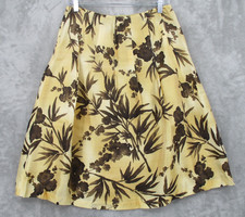 Vintage Talbots Skirt 8 Floral Silk Pleated A Line Career Office Lined Yellow
