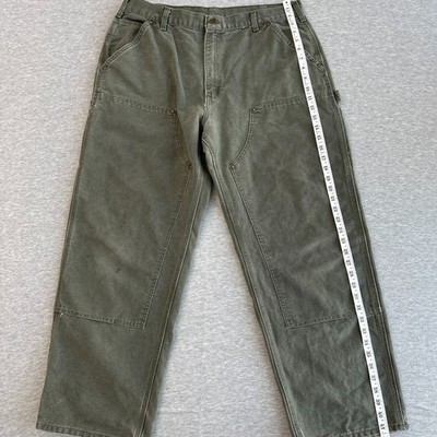 Carhartt B136 MOS Pants Mens 38x30 Double Knee Duck Canvas Moss