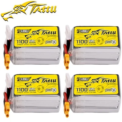 4X Tattu 1100mAh 15.2V 60C 4S Lipo Battery Mit XT30 Stecker Für RC Drone Soccer