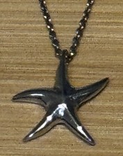 925 Sterling Silver Starfish Necklace 18  Italian Chain Beach Coastal