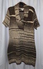 Y2K Ruff Hewn brown variegated sweater dress XL wool blend short sleeve Cozy