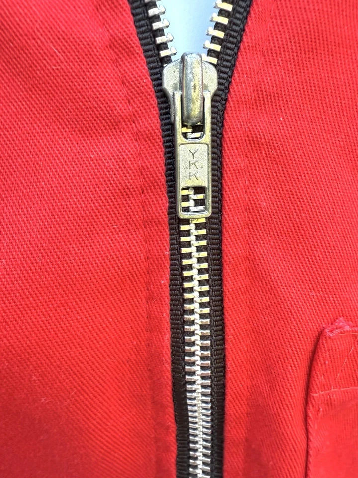 VTG 90s Schwinn Mechanic Red Racing Stripe Zip Short Sleeve Work Shirt Chrome - Image 4 of 4