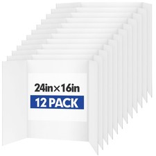 Trifold Poster Board,12 Pack 24" x 16" White Corrugated Poster Boards,Display...