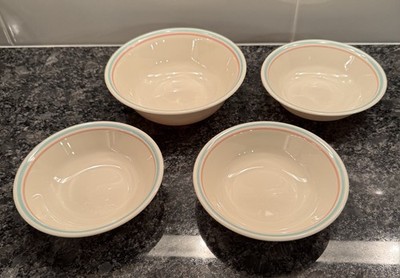 Vintage Set of 4 Corning Corelle Pink Blue Forever Yours Bowls ( 3-5.25, 1-6.25)