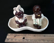 Vintage Americana Salt & Pepper Girl + Boy in Peanut Japan
