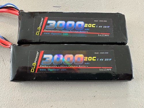 DLG Power 3000mAh 7.4V 2S1P 20C LiPo Model 2S20C-3000 x2