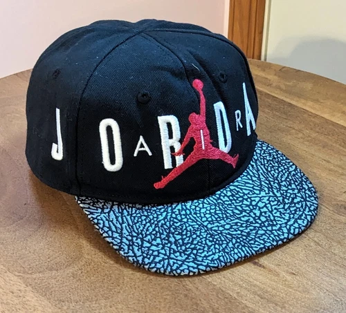 JORDAN Berretto bambino Air Jordon Jumpman nero 100% cotone tesa piatta snapback